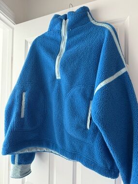 Blue Fleece Quarter Zip Pullover Jacket